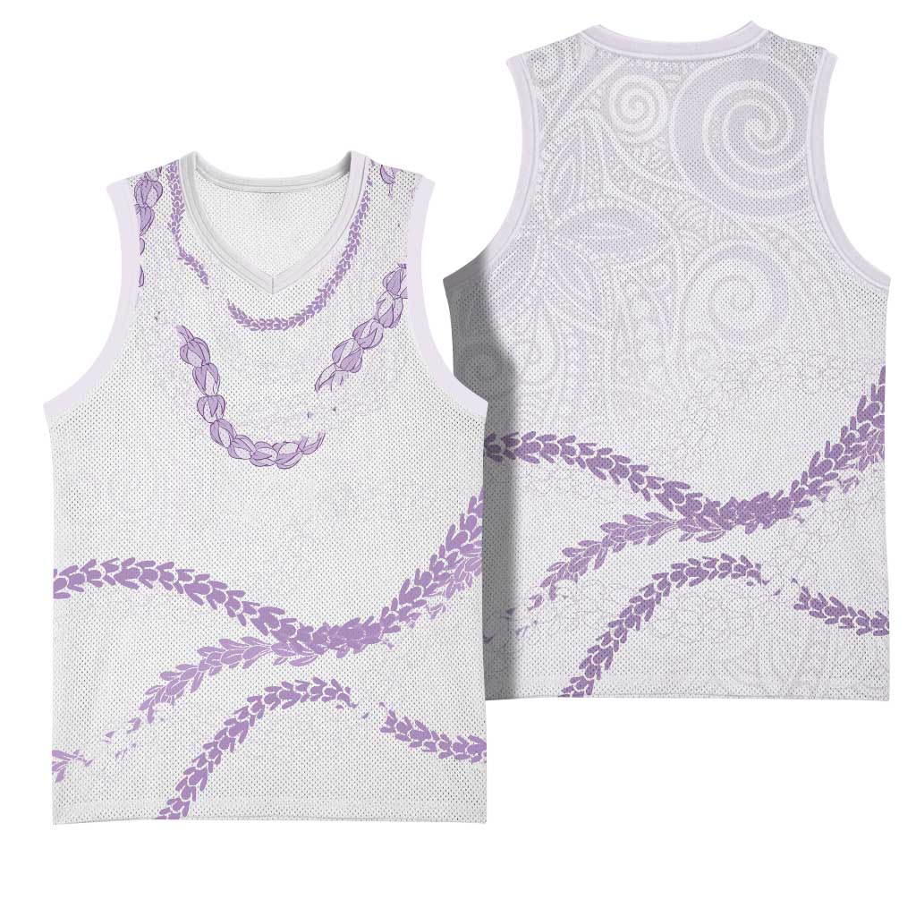 Aloha Lei Mikioi Basketball Jersey Purple Polynesian Tribal Tatau Pattern - Polynesian Pride