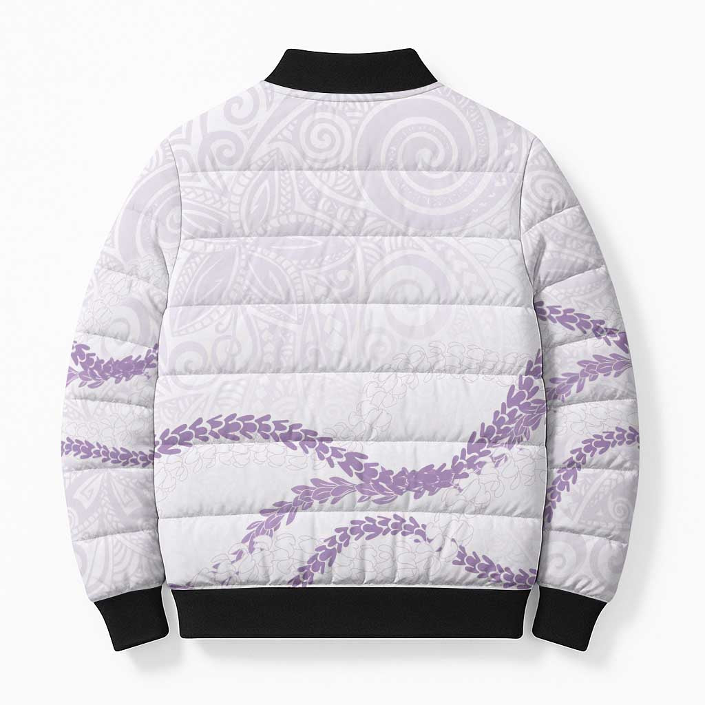 Aloha Lei Mikioi Bomber Puffer Jacket Purple Polynesian Tribal Tatau Pattern - Polynesian Pride