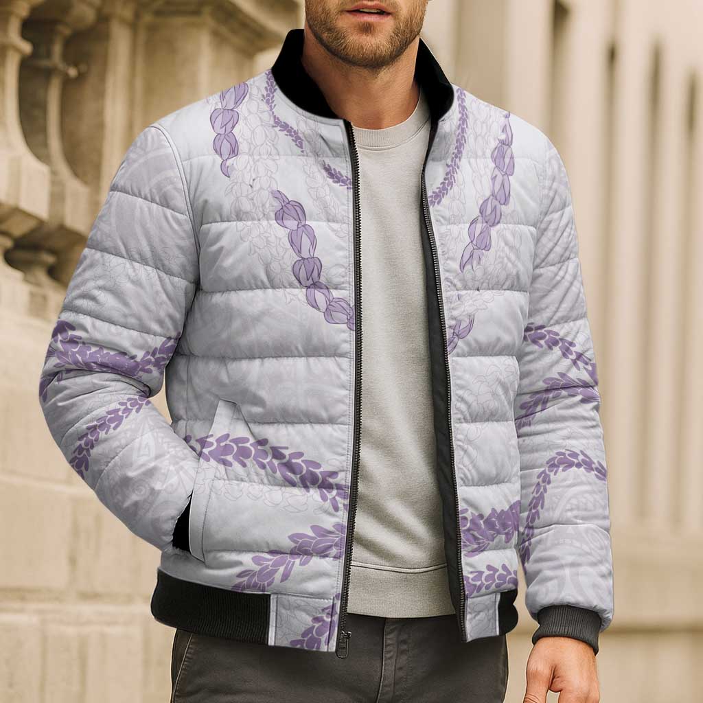 Aloha Lei Mikioi Bomber Puffer Jacket Purple Polynesian Tribal Tatau Pattern - Polynesian Pride