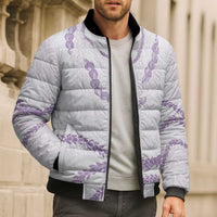 Aloha Lei Mikioi Bomber Puffer Jacket Purple Polynesian Tribal Tatau Pattern - Polynesian Pride