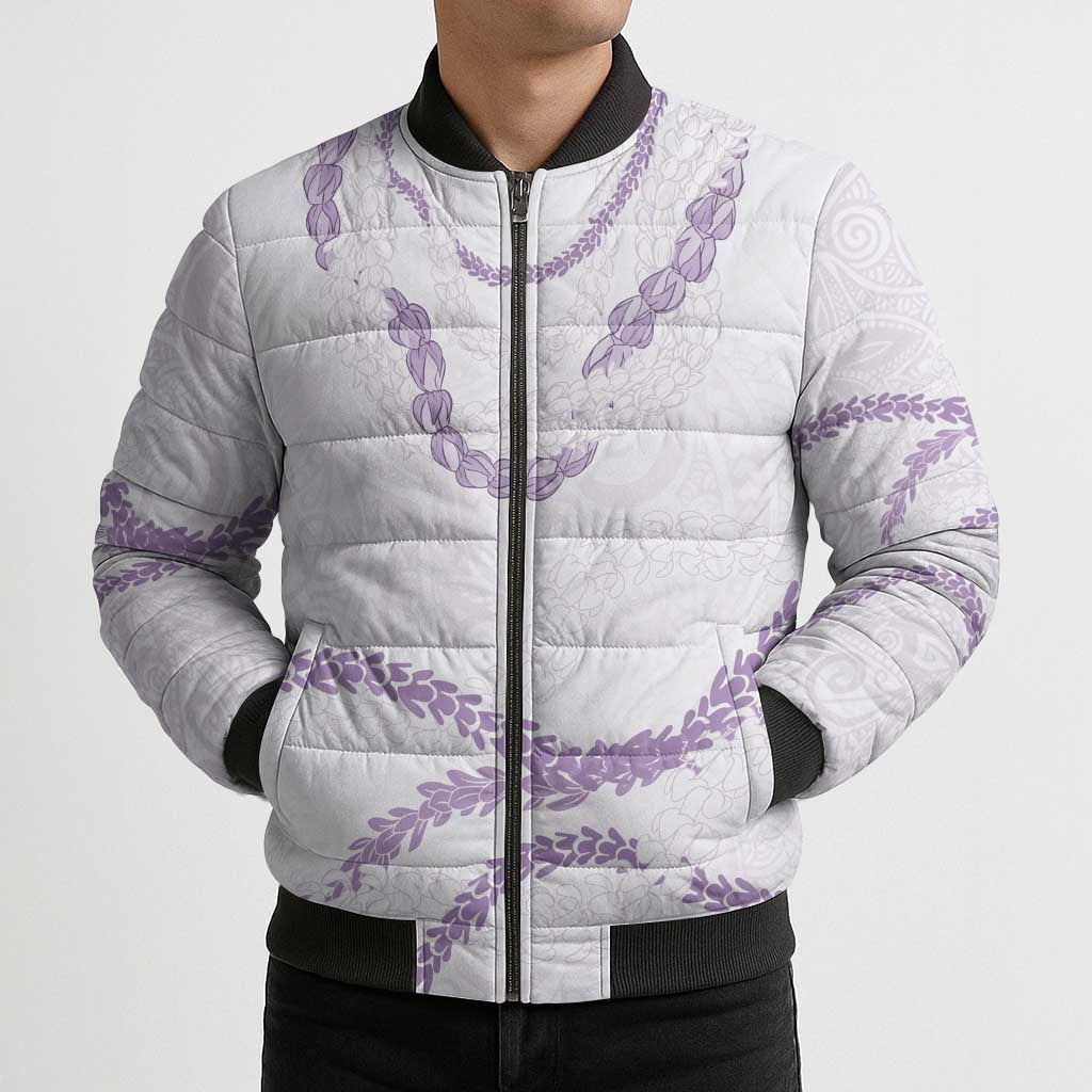 Aloha Lei Mikioi Bomber Puffer Jacket Purple Polynesian Tribal Tatau Pattern - Polynesian Pride
