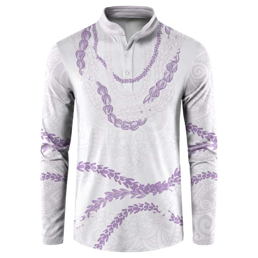 Aloha Lei Mikioi Button Sweatshirt Purple Polynesian Tribal Tatau Pattern