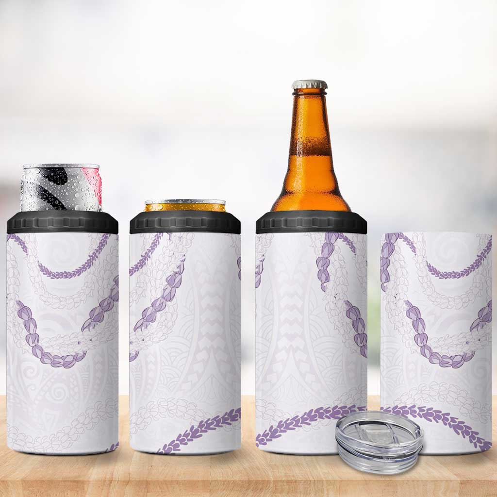 Aloha Lei Mikioi 4 in 1 Can Cooler Tumbler Purple Polynesian Tribal Tatau Pattern