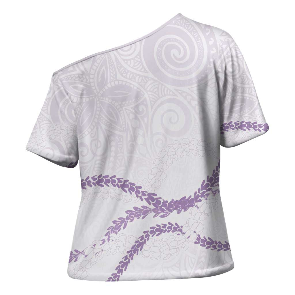 Aloha Lei Mikioi Cross Shoulder Shirt Purple Polynesian Tribal Tatau Pattern - Polynesian Pride