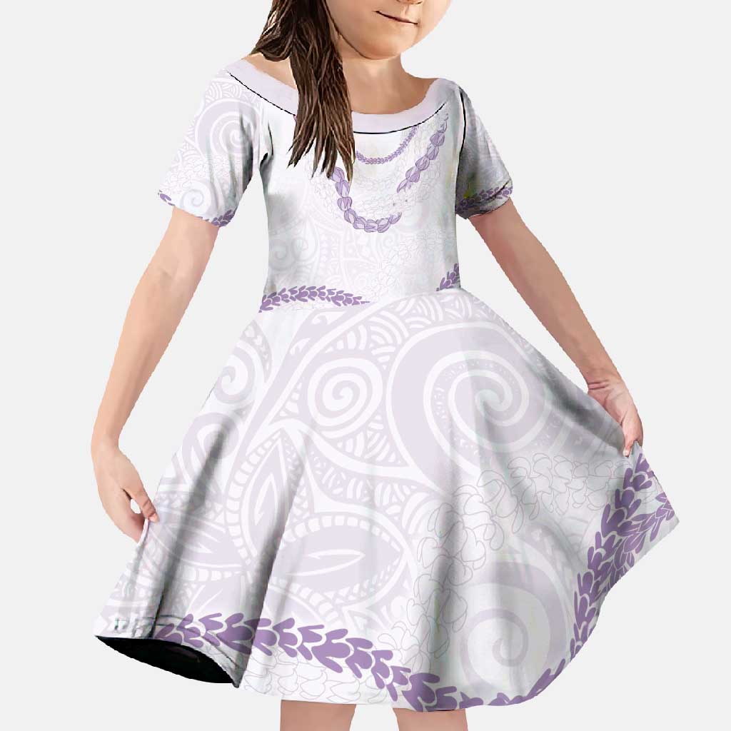 Aloha Lei Mikioi Family Matching Off Shoulder Maxi Dress and Hawaiian Shirt Purple Polynesian Tribal Tatau Pattern