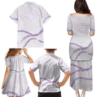Aloha Lei Mikioi Family Matching Puletasi and Hawaiian Shirt Purple Polynesian Tribal Tatau Pattern