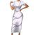 Aloha Lei Mikioi Family Matching Short Sleeve Bodycon Dress and Hawaiian Shirt Purple Polynesian Tribal Tatau Pattern