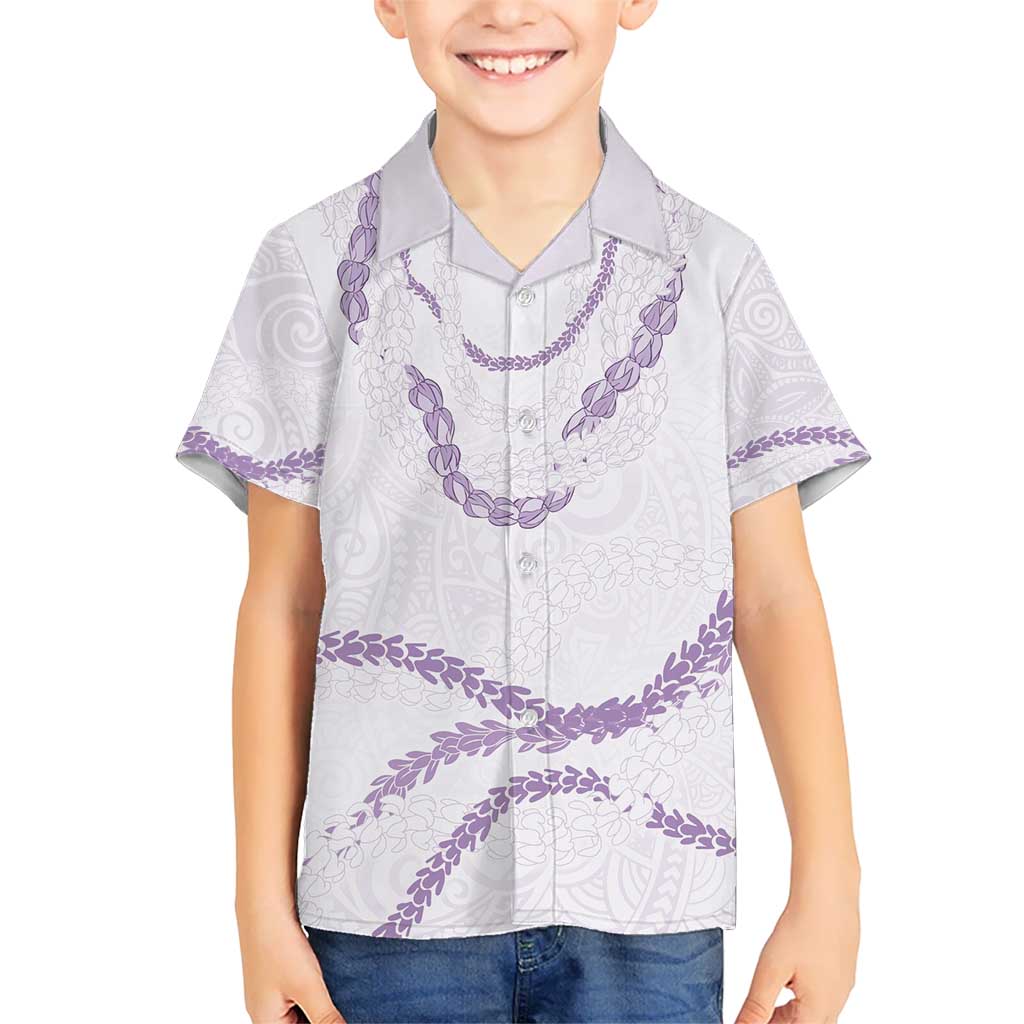 Aloha Lei Mikioi Kid Hawaiian Shirt Purple Polynesian Tribal Tatau Pattern