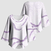 Aloha Lei Mikioi Kimono Sleeve Blouse Purple Polynesian Tribal Tatau Pattern - Polynesian Pride