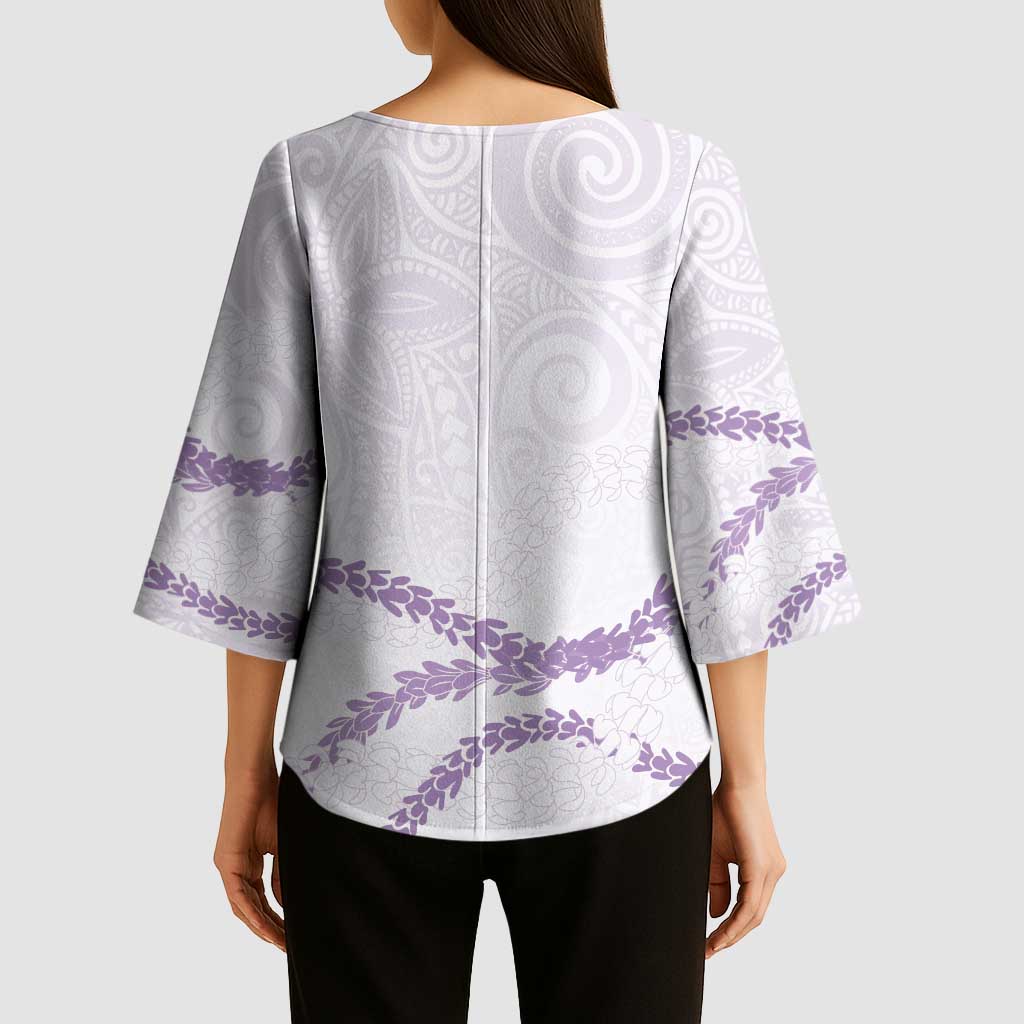 Aloha Lei Mikioi Kimono Sleeve Blouse Purple Polynesian Tribal Tatau Pattern - Polynesian Pride