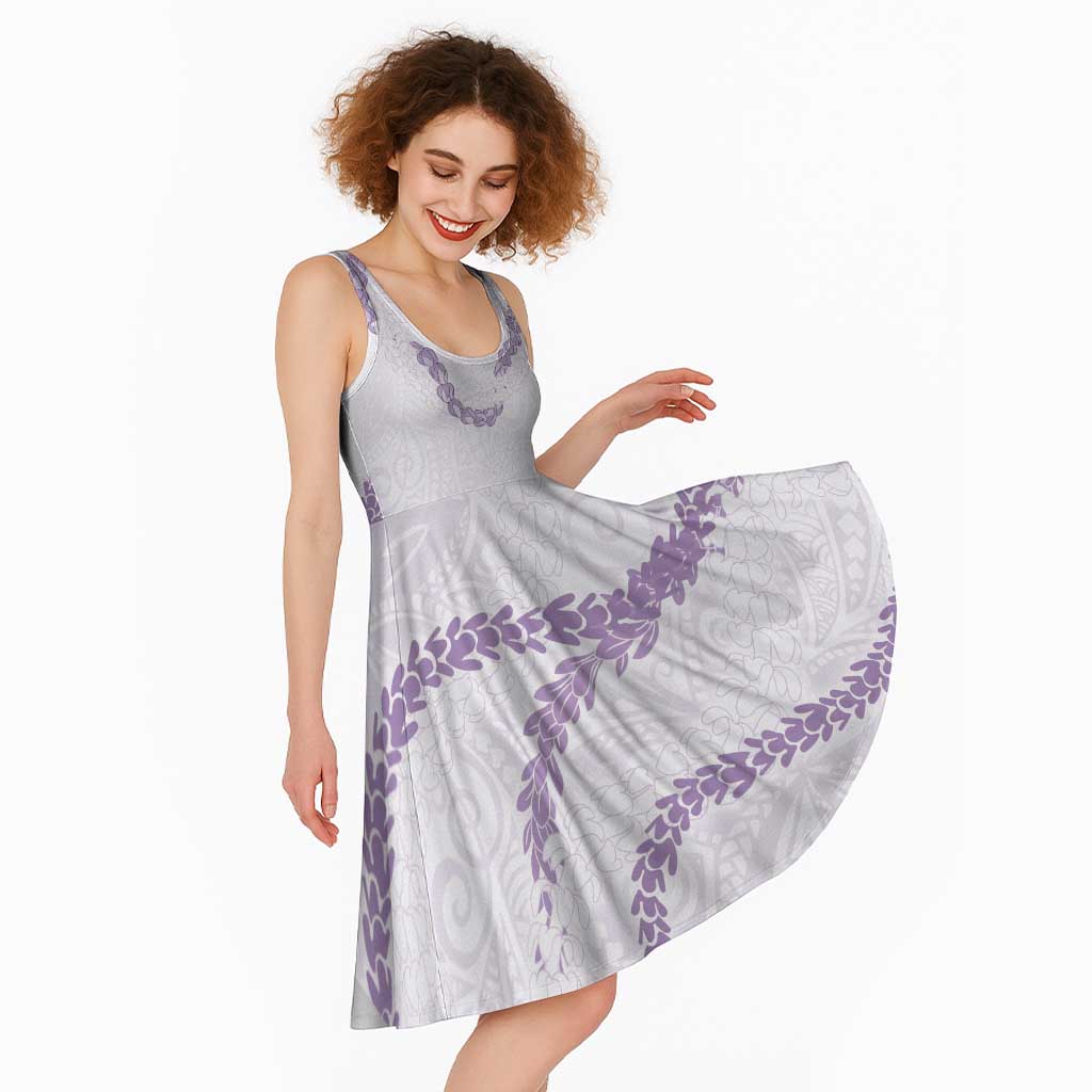 Aloha Lei Mikioi Midi Dress Purple Polynesian Tribal Tatau Pattern - Polynesian Pride