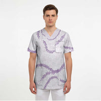Aloha Lei Mikioi Scrub Top Purple Polynesian Tribal Tatau Pattern - Polynesian Pride