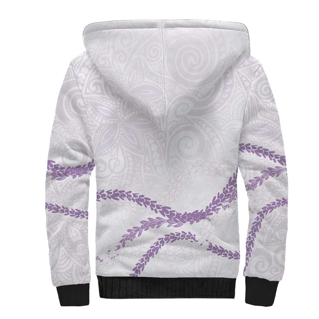 Aloha Lei Mikioi Sherpa Hoodie Purple Polynesian Tribal Tatau Pattern