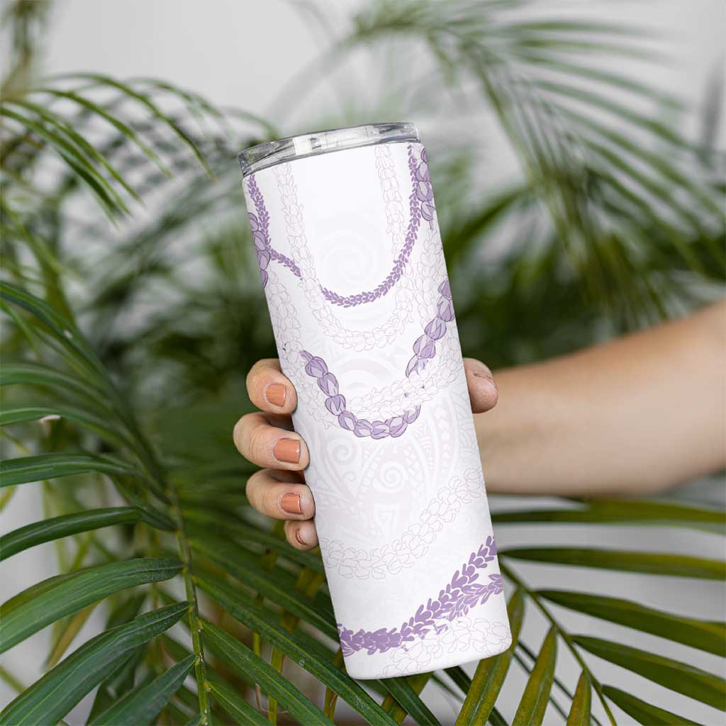 Aloha Lei Mikioi Skinny Tumbler Purple Polynesian Tribal Tatau Pattern