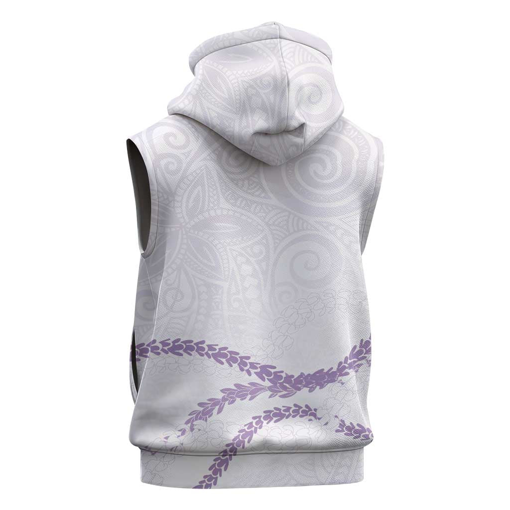 Aloha Lei Mikioi Sleeveless Zip Hoodie Purple Polynesian Tribal Tatau Pattern - Polynesian Pride