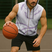 Aloha Lei Mikioi Sleeveless Zip Hoodie Purple Polynesian Tribal Tatau Pattern - Polynesian Pride