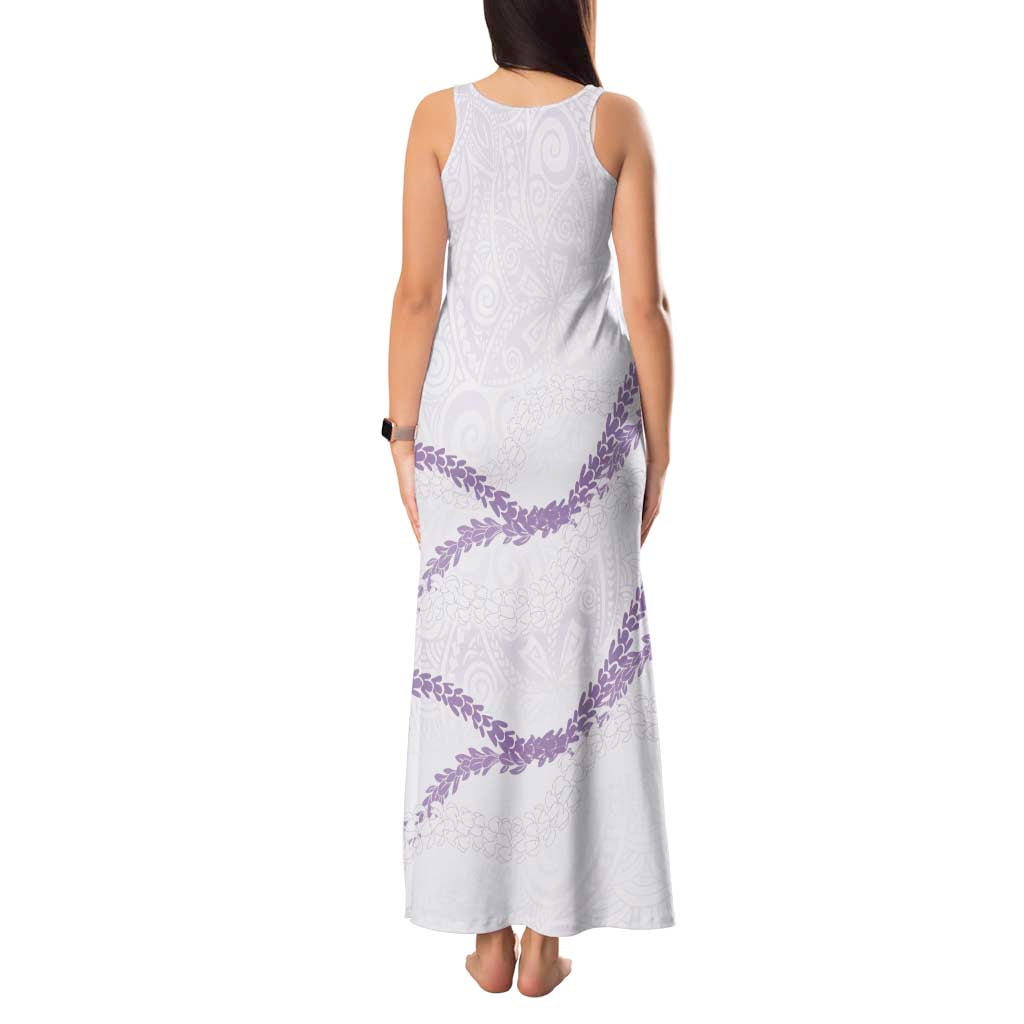 Aloha Lei Mikioi Tank Maxi Dress Purple Polynesian Tribal Tatau Pattern