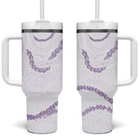 Aloha Lei Mikioi Tumbler With Handle Purple Polynesian Tribal Tatau Pattern