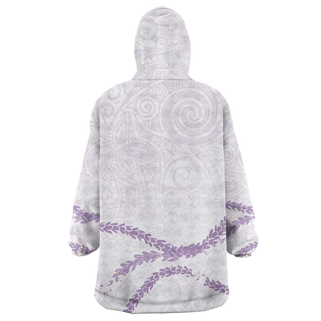 Aloha Lei Mikioi Wearable Blanket Hoodie Purple Polynesian Tribal Tatau Pattern
