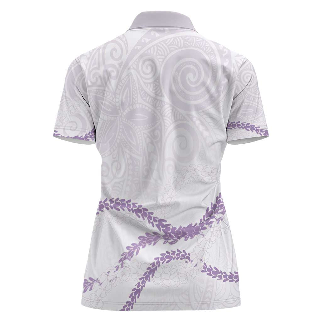 Aloha Lei Mikioi Women Polo Shirt Purple Polynesian Tribal Tatau Pattern