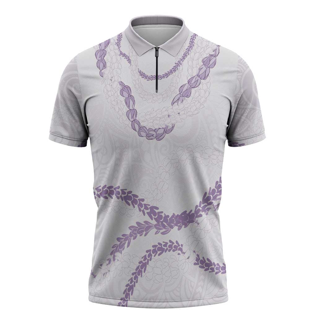 Aloha Lei Mikioi Zipper Polo Shirt Purple Polynesian Tribal Tatau Pattern - Polynesian Pride