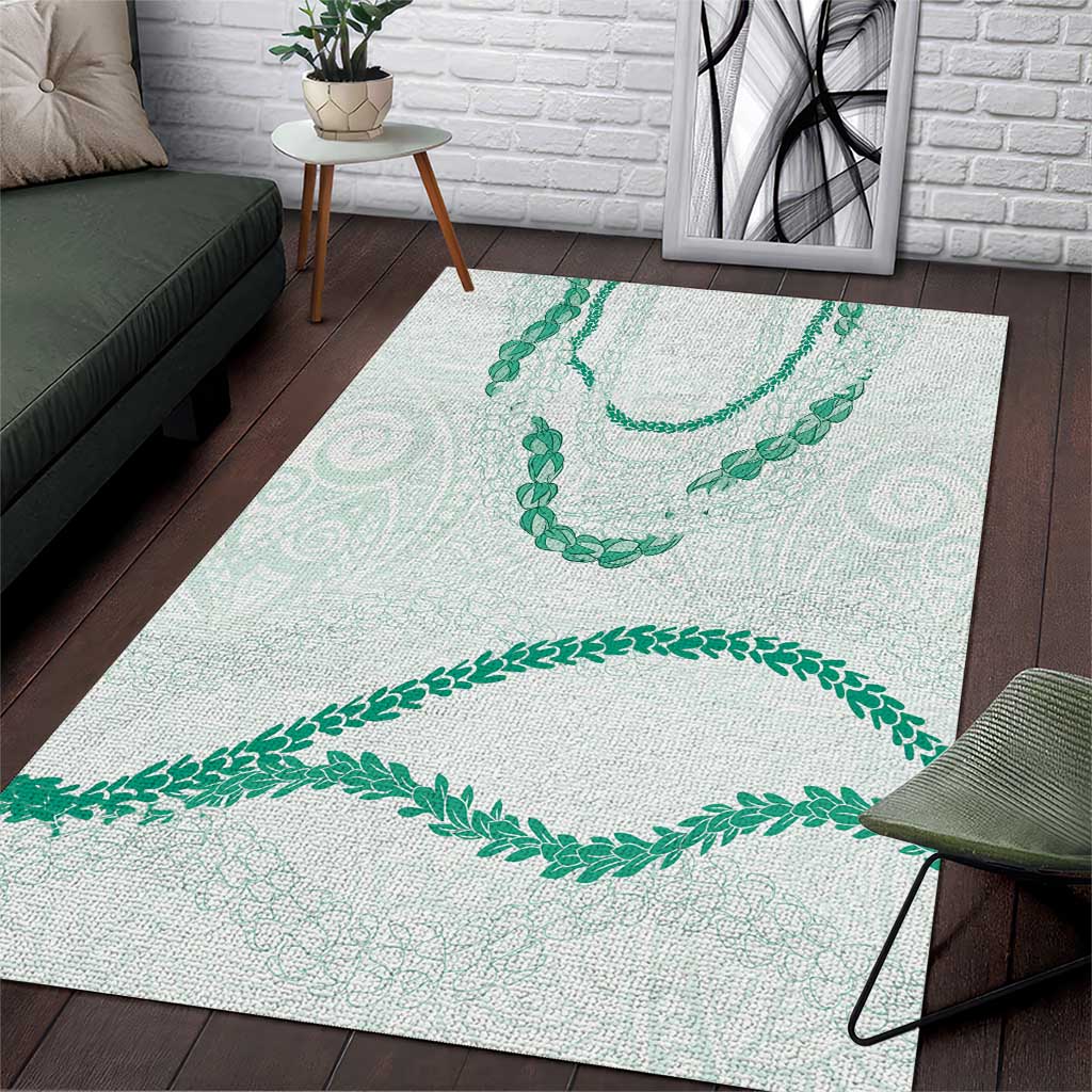 Aloha Lei Mikioi Area Rug Sage Green Polynesian Tribal Tatau Pattern