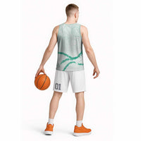 Aloha Lei Mikioi Basketball Jersey Sage Green Polynesian Tribal Tatau Pattern - Polynesian Pride