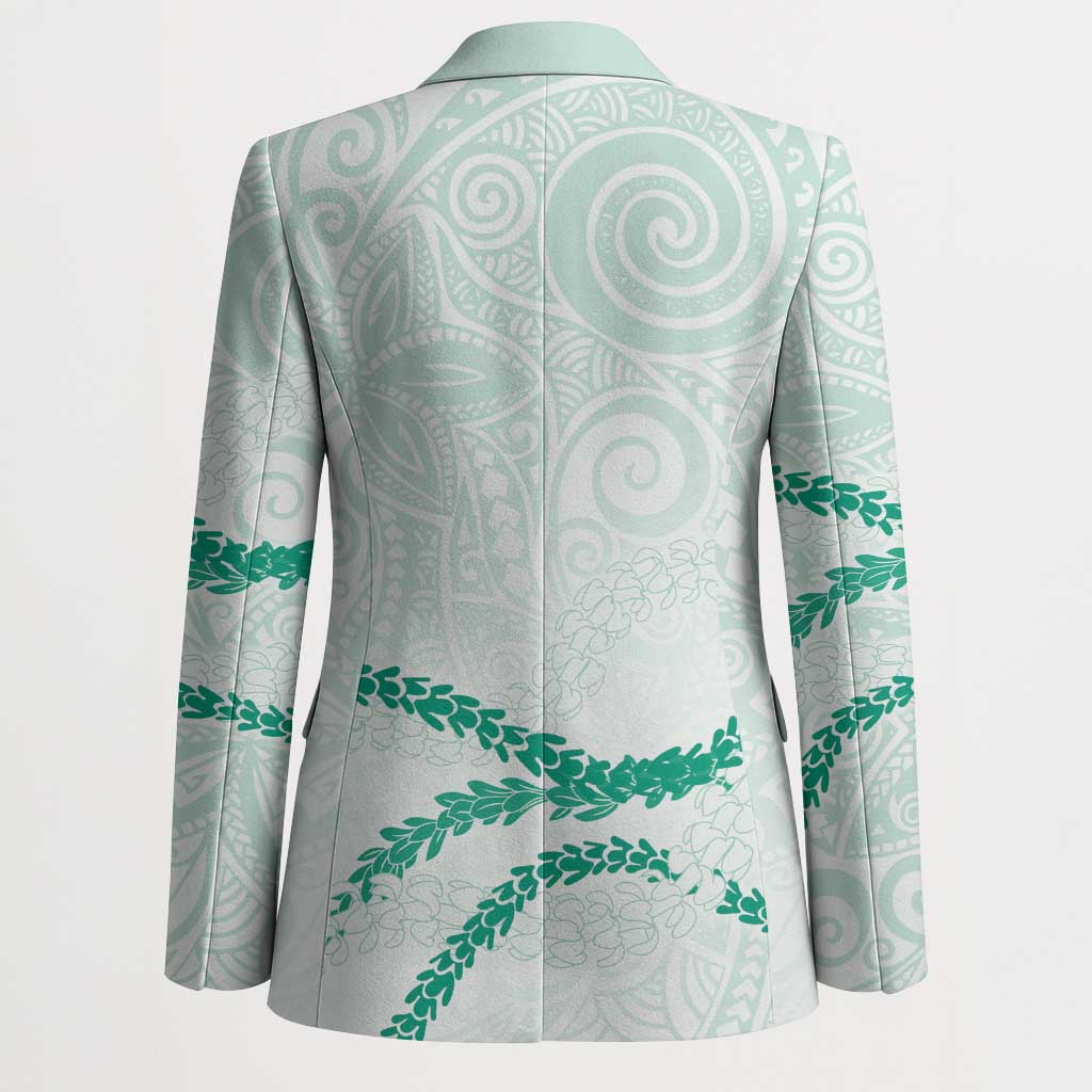 Aloha Lei Mikioi Blazer Sage Green Polynesian Tribal Tatau Pattern - Polynesian Pride