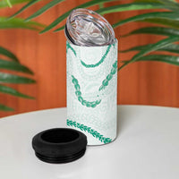Aloha Lei Mikioi 4 in 1 Can Cooler Tumbler Sage Green Polynesian Tribal Tatau Pattern