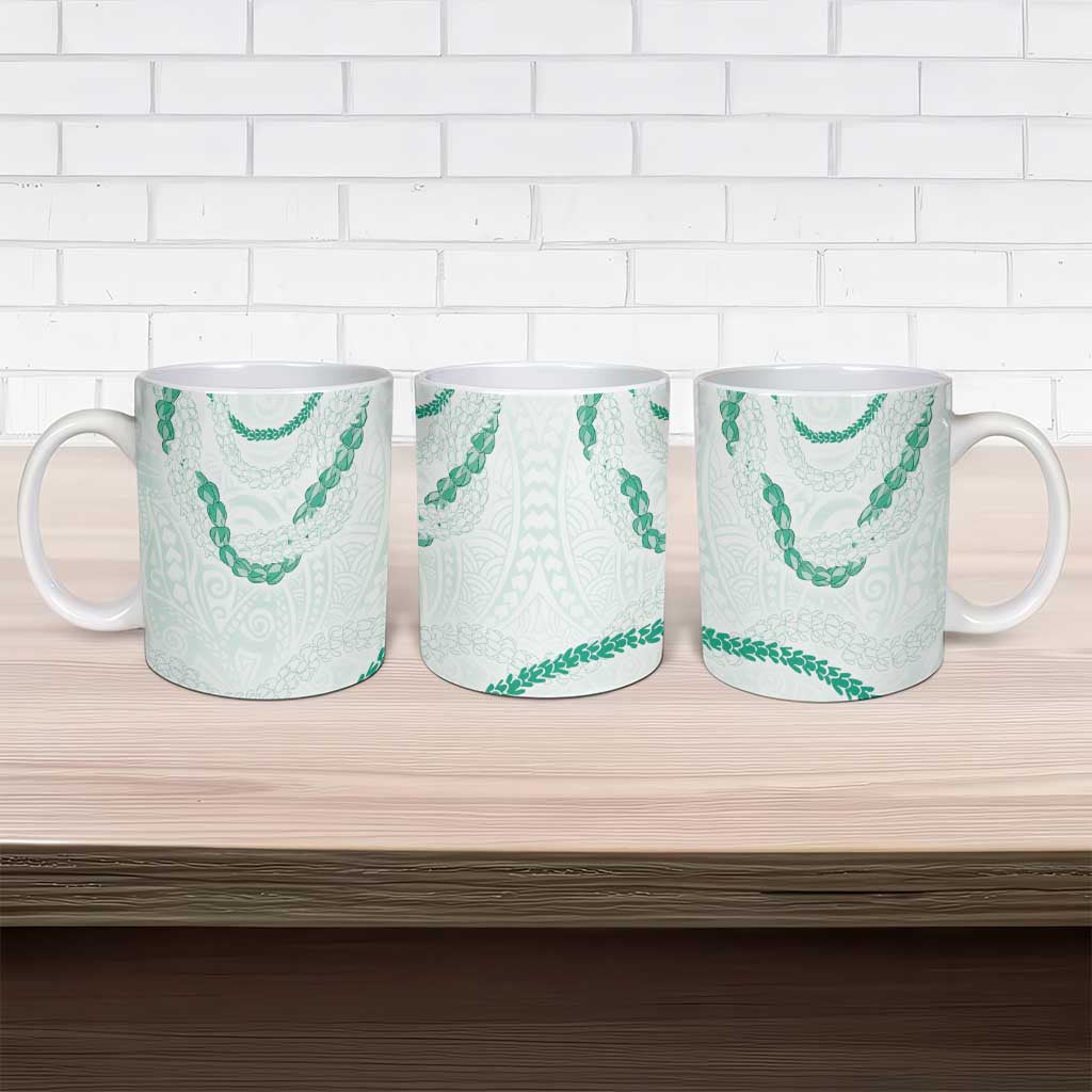 Aloha Lei Mikioi Ceramic Mug Sage Green Polynesian Tribal Tatau Pattern - Polynesian Pride