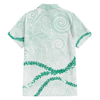 Aloha Lei Mikioi Family Matching Long Sleeve Bodycon Dress and Hawaiian Shirt Sage Green Polynesian Tribal Tatau Pattern