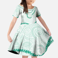 Aloha Lei Mikioi Family Matching Mermaid Dress and Hawaiian Shirt Sage Green Polynesian Tribal Tatau Pattern