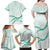 Aloha Lei Mikioi Family Matching Off Shoulder Maxi Dress and Hawaiian Shirt Sage Green Polynesian Tribal Tatau Pattern