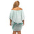 Aloha Lei Mikioi Family Matching Off Shoulder Short Dress and Hawaiian Shirt Sage Green Polynesian Tribal Tatau Pattern