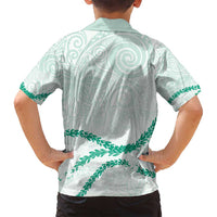 Aloha Lei Mikioi Family Matching Puletasi and Hawaiian Shirt Sage Green Polynesian Tribal Tatau Pattern