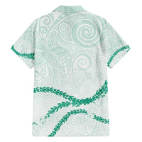 Aloha Lei Mikioi Family Matching Short Sleeve Bodycon Dress and Hawaiian Shirt Sage Green Polynesian Tribal Tatau Pattern