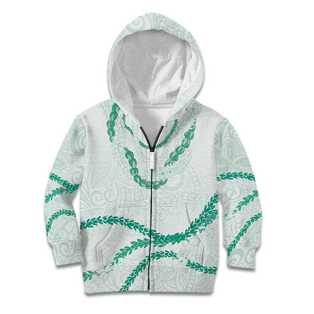 Aloha Lei Mikioi Kid Hoodie Sage Green Polynesian Tribal Tatau Pattern LT9 Zip Hoodie Green - Polynesian Pride