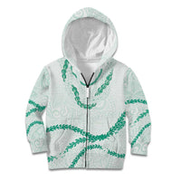 Aloha Lei Mikioi Kid Hoodie Sage Green Polynesian Tribal Tatau Pattern LT9 Zip Hoodie Green - Polynesian Pride