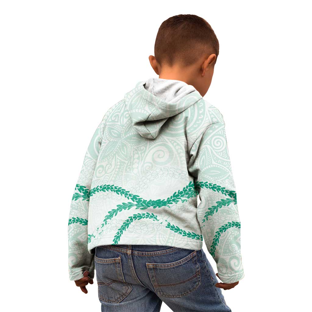 Aloha Lei Mikioi Kid Hoodie Sage Green Polynesian Tribal Tatau Pattern LT9 - Polynesian Pride