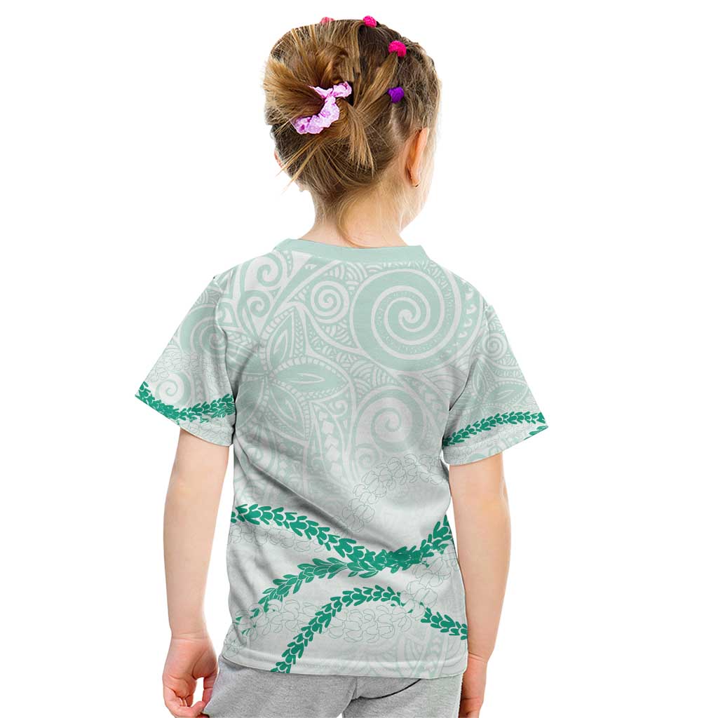 Aloha Lei Mikioi Kid T Shirt Sage Green Polynesian Tribal Tatau Pattern LT9 - Polynesian Pride