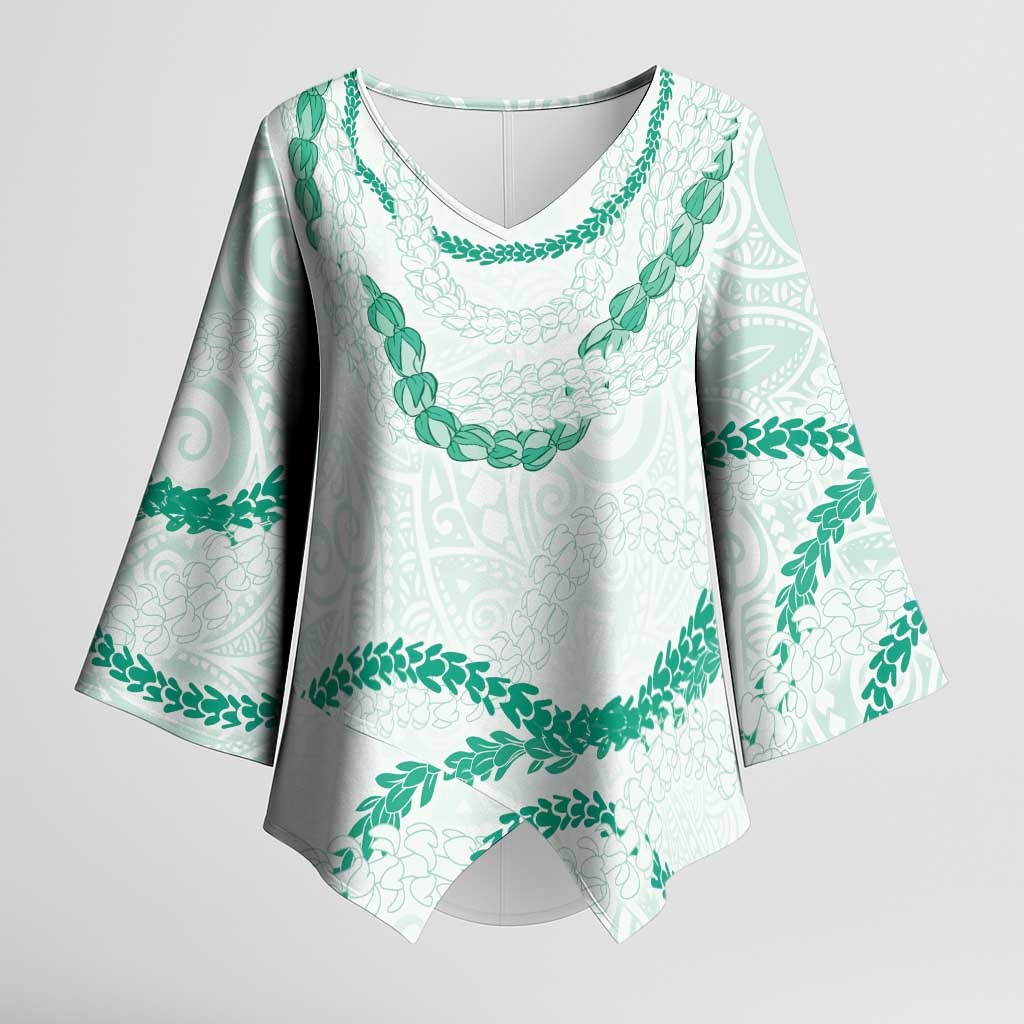 Aloha Lei Mikioi Kimono Sleeve Blouse Sage Green Polynesian Tribal Tatau Pattern - Polynesian Pride