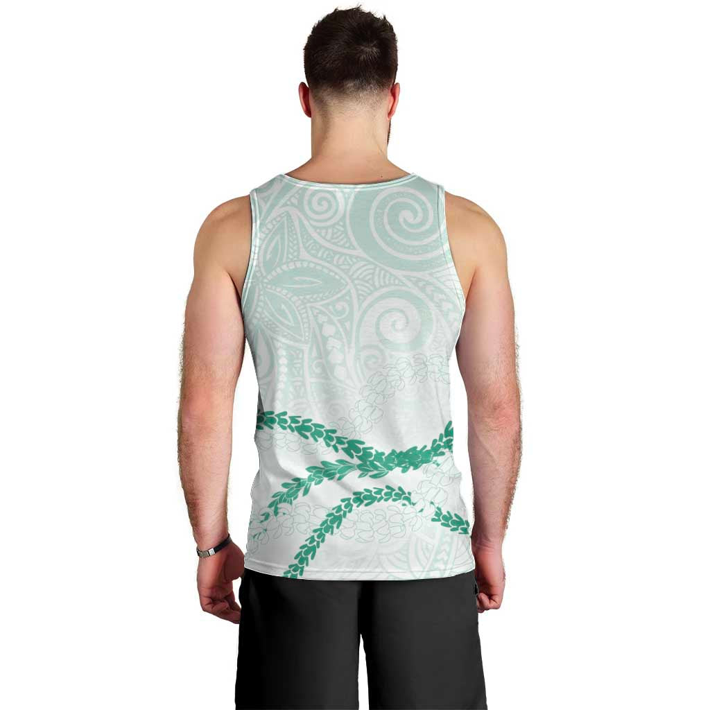 Aloha Lei Mikioi Men Tank Top Sage Green Polynesian Tribal Tatau Pattern