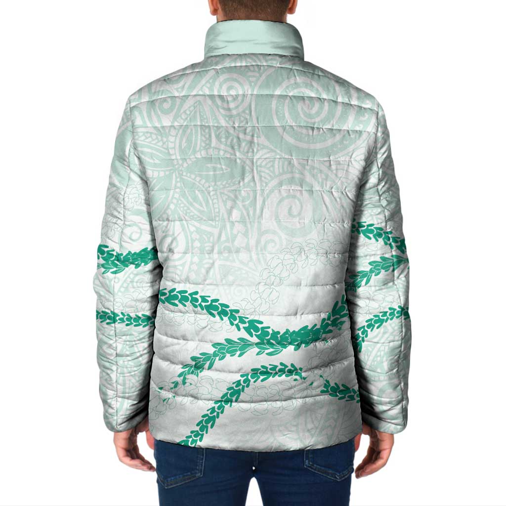 Aloha Lei Mikioi Padded Jacket Sage Green Polynesian Tribal Tatau Pattern - Polynesian Pride