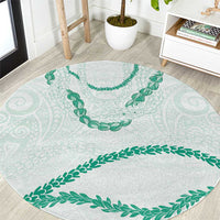 Aloha Lei Mikioi Round Carpet Sage Green Polynesian Tribal Tatau Pattern