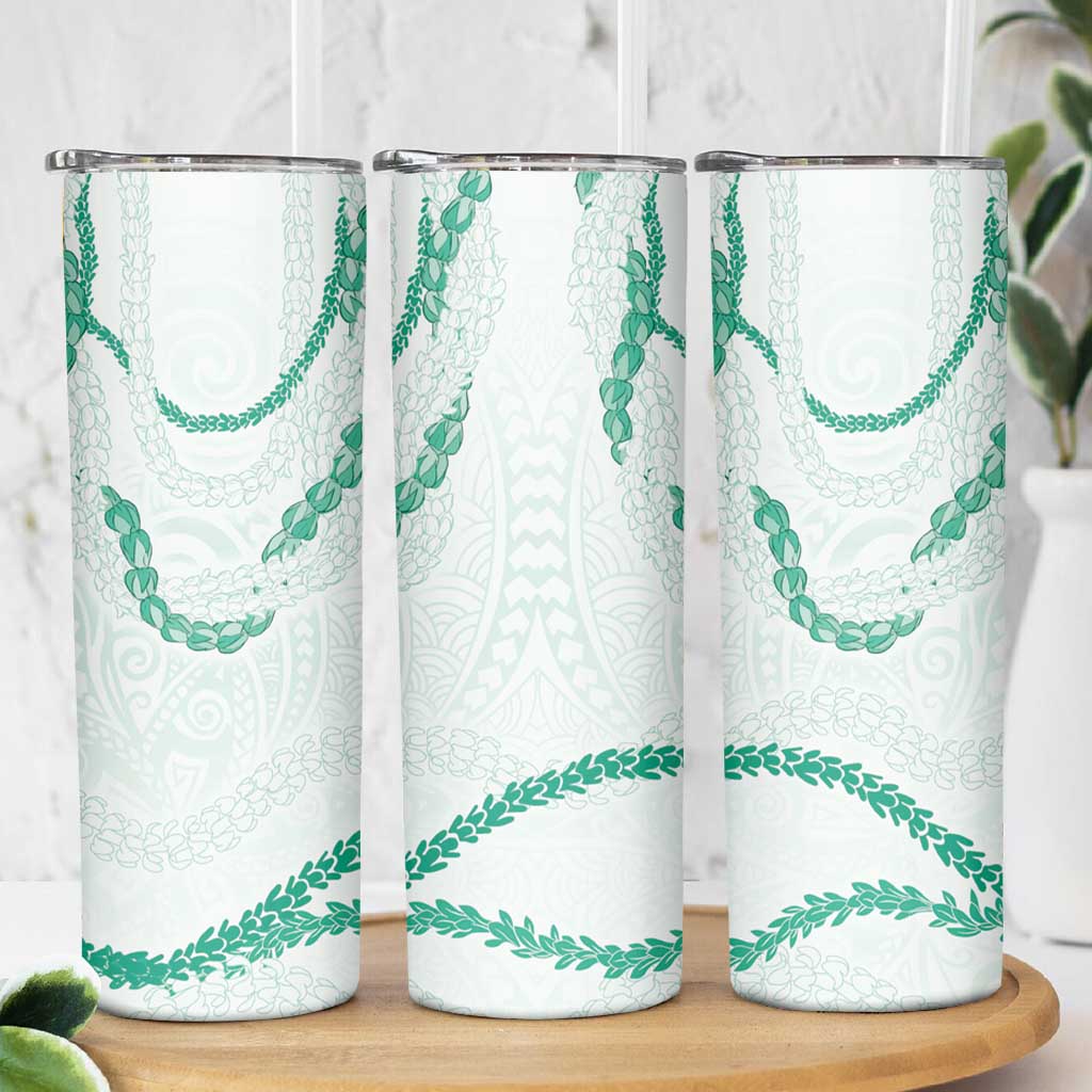 Aloha Lei Mikioi Skinny Tumbler Sage Green Polynesian Tribal Tatau Pattern