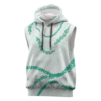 Aloha Lei Mikioi Sleeveless Hoodie Sage Green Polynesian Tribal Tatau Pattern - Polynesian Pride