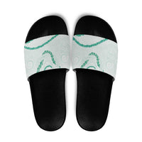 Aloha Lei Mikioi Slide Sandals Sage Green Polynesian Tribal Tatau Pattern - Polynesian Pride