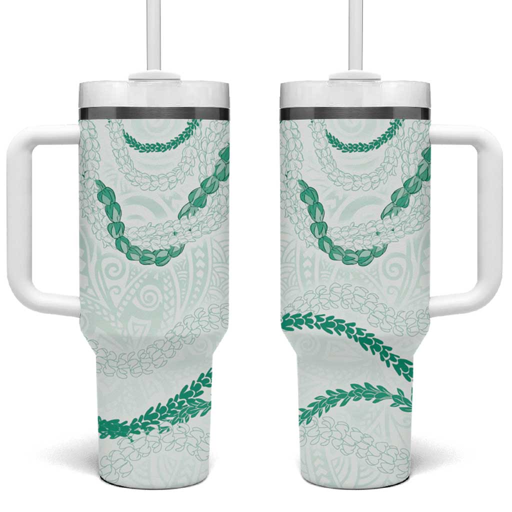 Aloha Lei Mikioi Tumbler With Handle Sage Green Polynesian Tribal Tatau Pattern