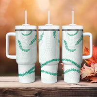 Aloha Lei Mikioi Tumbler With Handle Sage Green Polynesian Tribal Tatau Pattern