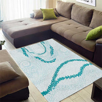 Aloha Lei Mikioi Area Rug Teal Polynesian Tribal Tatau Pattern